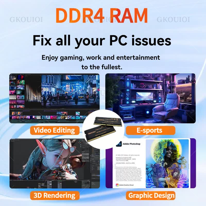 GKOUIOI DDR4 Memoria Ram 4GB 8 - đánh giá và giá Ddr4 3200Mhz